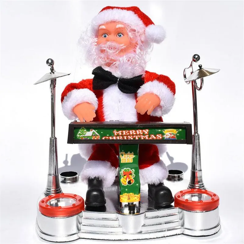 New electric Santa piano music little doll Christmas dress jewelry children gift drumming Toys 11.12