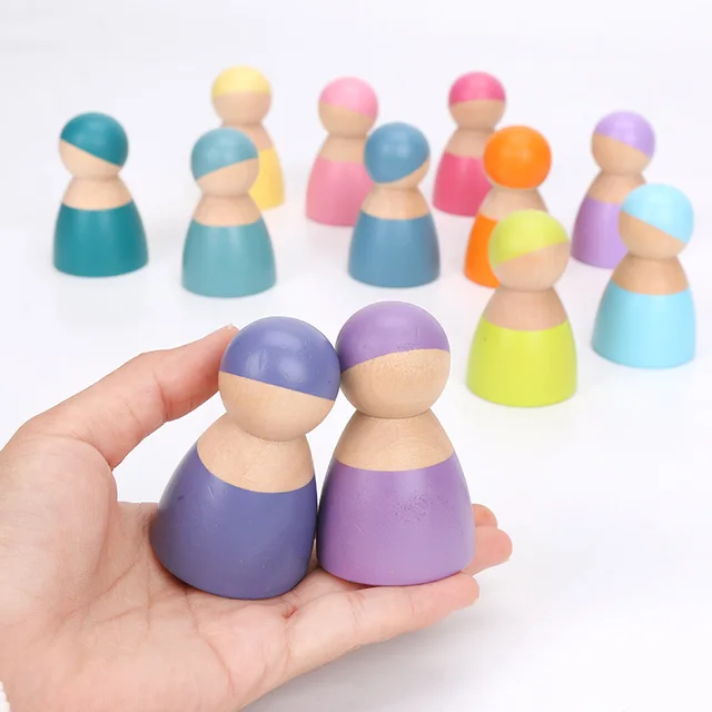 Wooden Rainbow Block Wood Stacking Toys Grimms Rainbow Building Blocks Balls Montessori Eductaional Toy Kids Rainbow Stacker 3