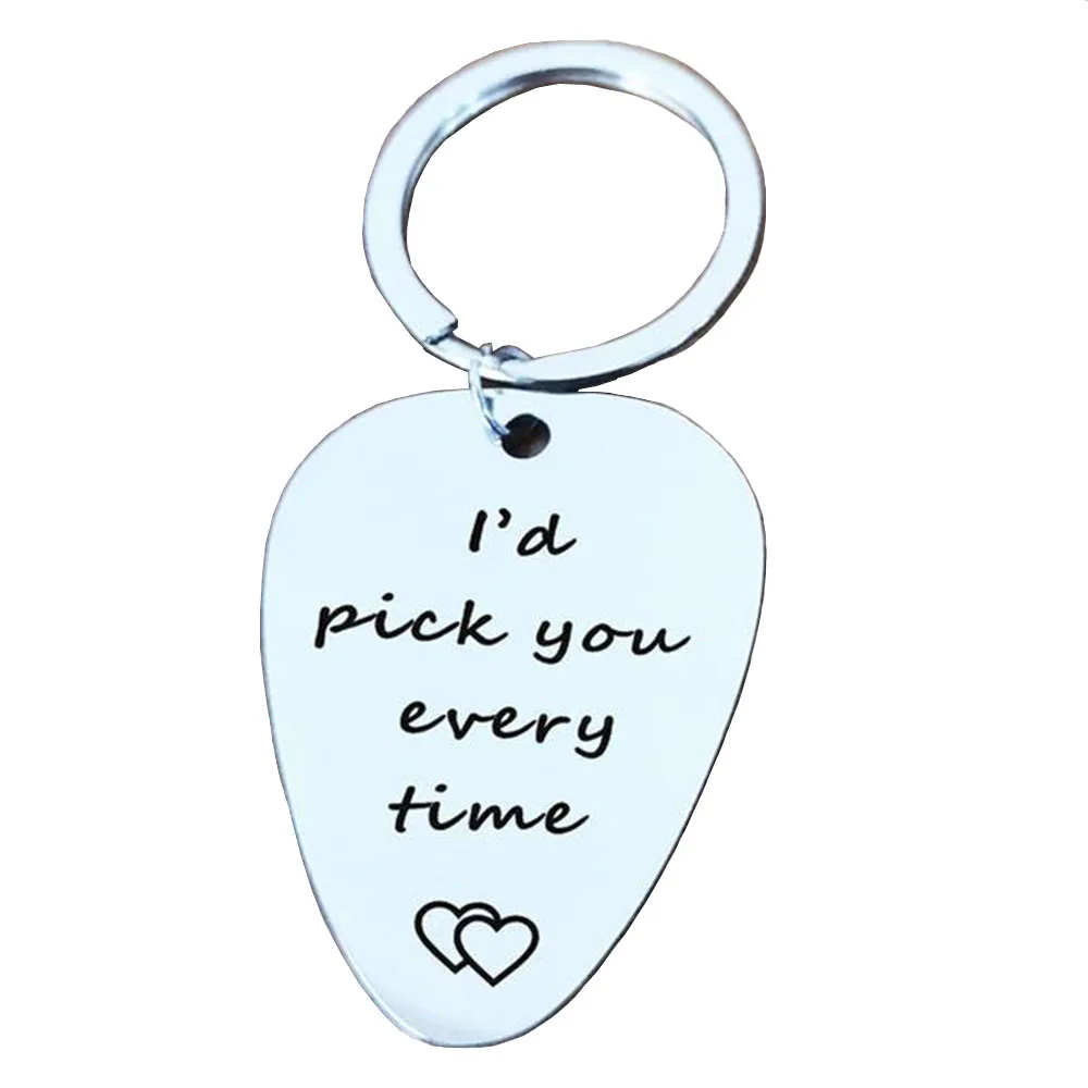 Personalized Keychain Guitar Pick Key RingGift Party Chain Hook for Dad Husband Boyfriend Birthday I 'd Pik You Every Time