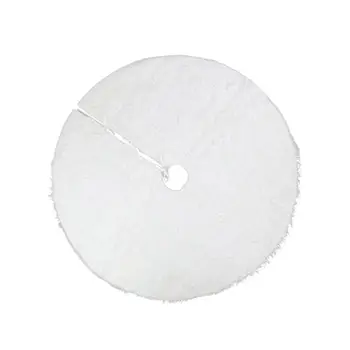 

78/122cm White Plush Christmas Tree Skirt Base Floor Mat Cover for Merry Xmas