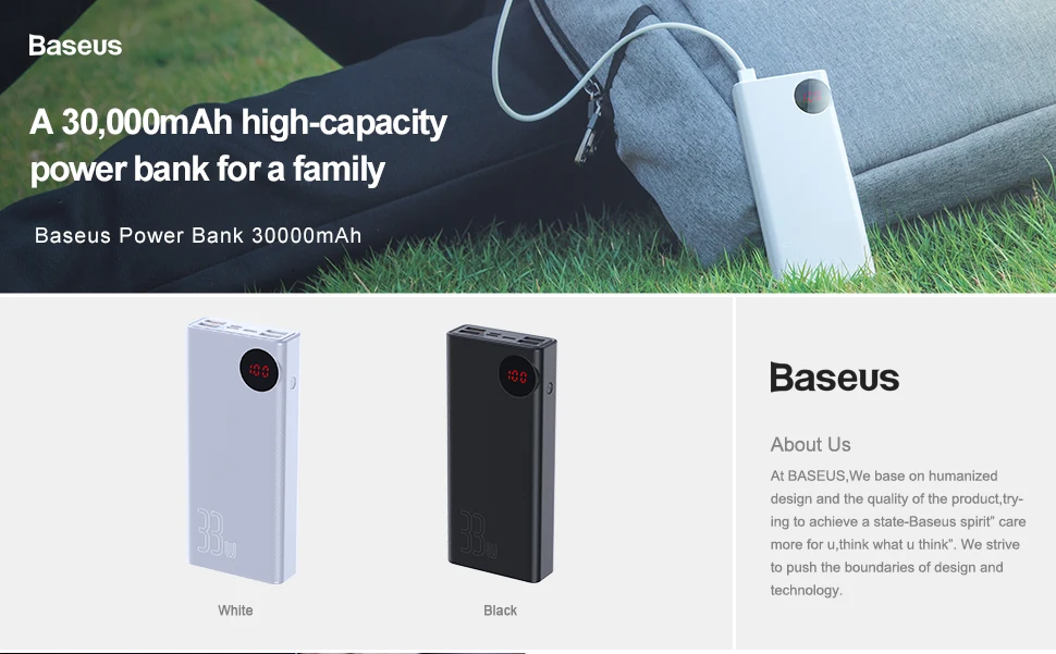 Baseus Quick Charge 3,0 30000 мАч Внешний аккумулятор Тип C PD 30000 мАч Внешний аккумулятор портативное зарядное устройство для iPhone Xiaomi Mi