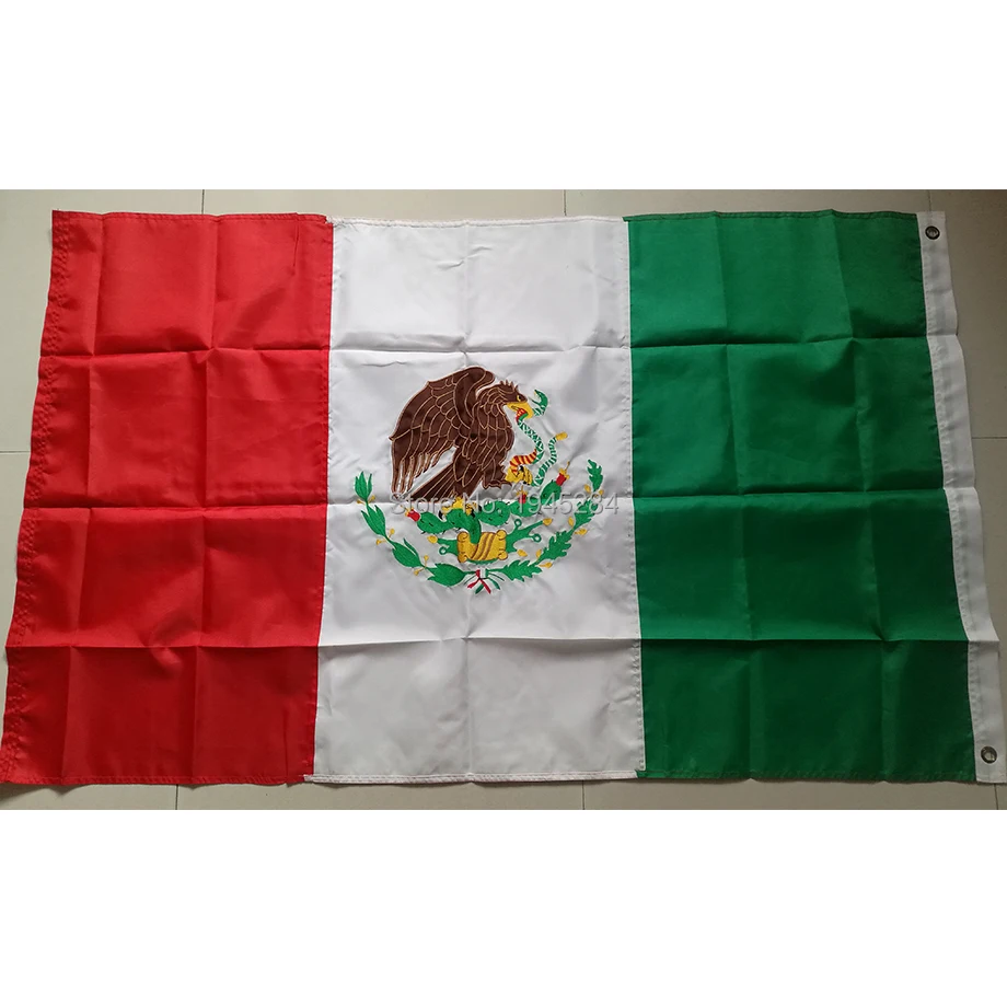 MEXICO 3x5 Ft EMBROIDERED SEWN NYLON Mexican Country National Flag 