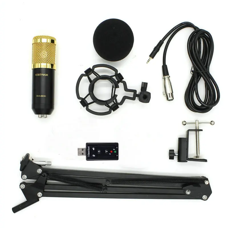 bm 800 Microfono kit Studio Microphone Recording Condenser Karaoke Microphone For Audio Sound Recording Microphone - Цвет: Black gold Model  A