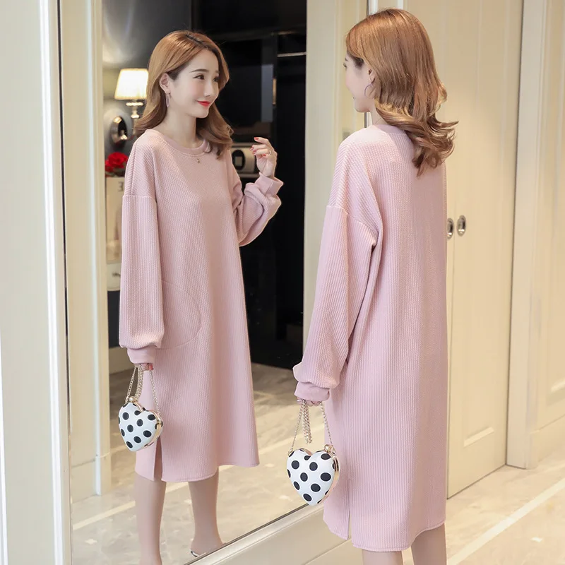 

Pregnant Women Dress Long Skirts Autumn 2018 New Style Korean-style Long Sleeve Mid-length Loose Casual Large Size Maternity Top