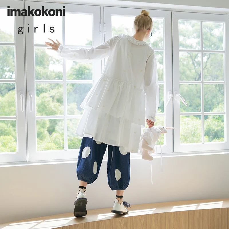 Белое двухслойное платье imakokoni с вышивкой оригинальный дизайн дикая простая Осенняя Новинка женское