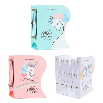 

2020 New Christmas Birthday Party Holiday Gift For Children Novelty Cute Unicorn Telescopic Metal Bookshelf Stationery Supply