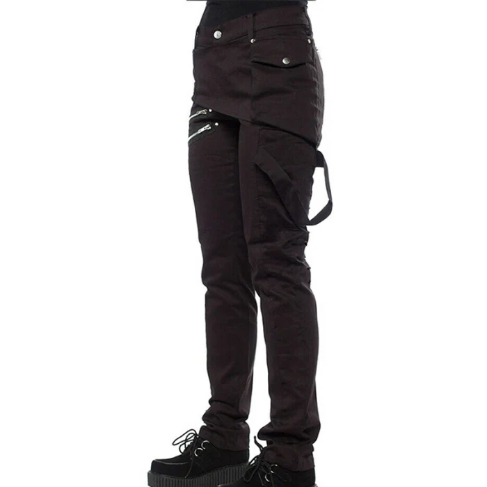 Женские готические брюки на молнии с карманами и заклепками, брюки в стиле стимпанк, брюки в стиле рок FDC99