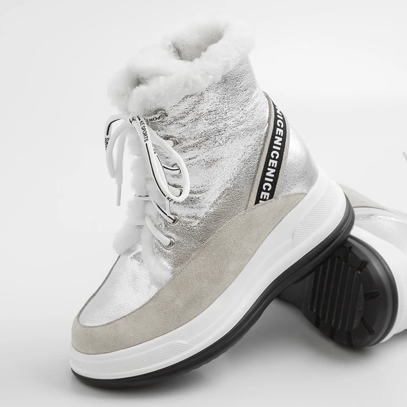 Size34-43 ботинки из натуральной кожи женские зимние теплые шерстяные меховые кроссовки зимние ботинки на платформе женские ботильоны женская повседневная обувь