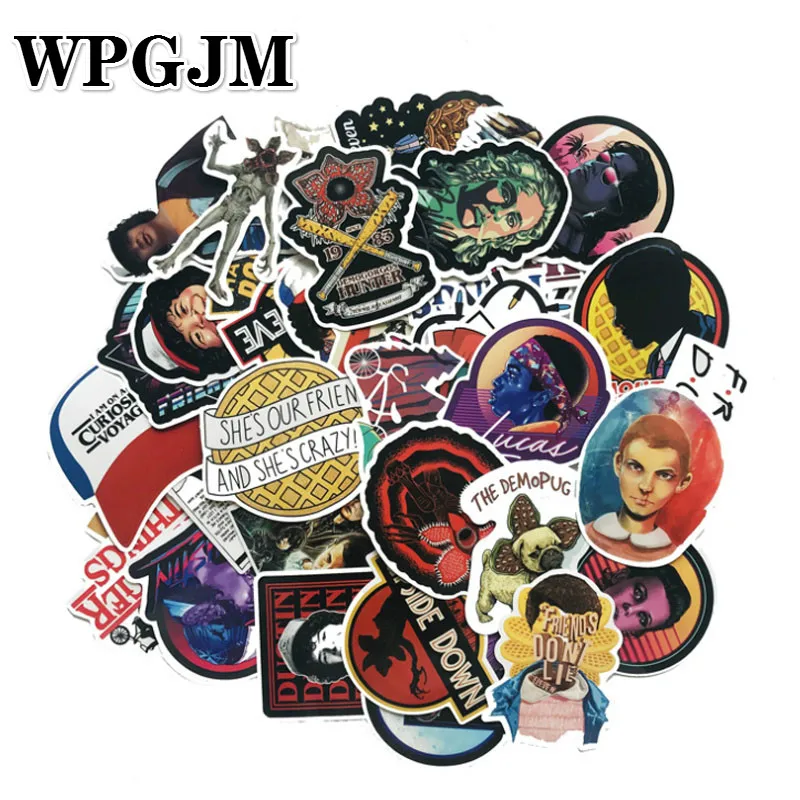 

50pcs/pack Sticker No Duplicate Stranger Thing Sticker Children on Laptop Suitcase Guitar Skateboard PVC Cool Fashion Stickers