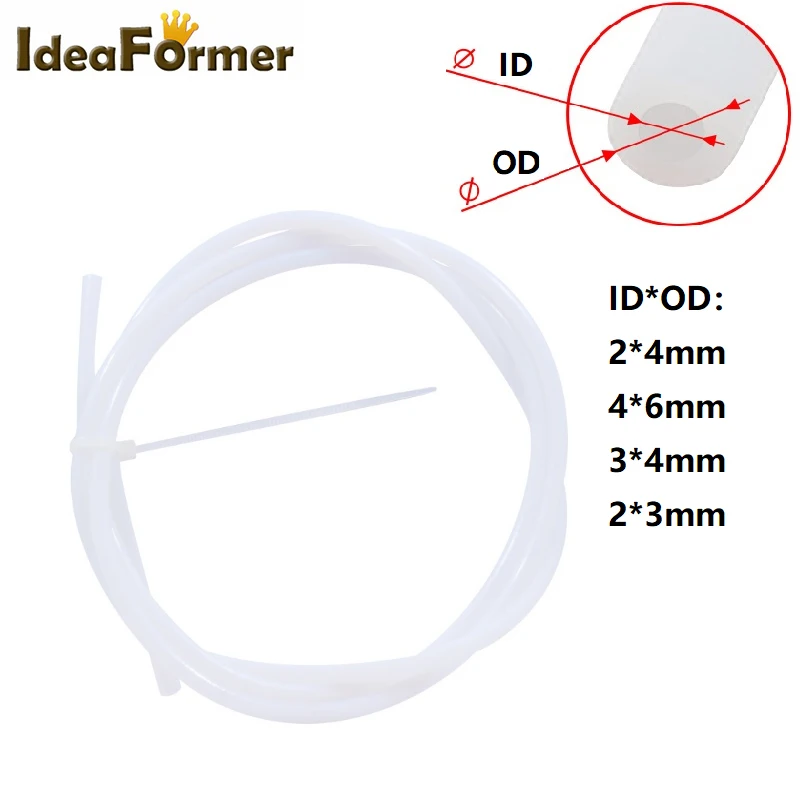 5M PTFE Tube White 2*4/4*6/3*4/2*3mm Teflonto PiPe For V5 V6 J-head Hotend Bowden Extruder 1.75mm 3mm Filament 3D Printers Parts детали для 3d принтера lerdge полностью металлическая j head hs hotend mk8 комплект экструдера для экструдера cr 10 v6 bowden 1 75 0 4 мм сопло