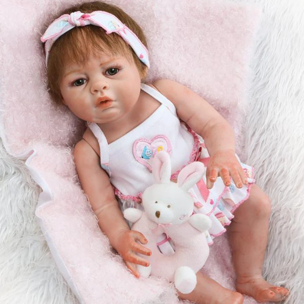 

NPK New 50cm full Silicone Reborn Baby Lifelike Toddler Baby Bonecas Kid Doll Bebe Reborn Brinquedos detail painted