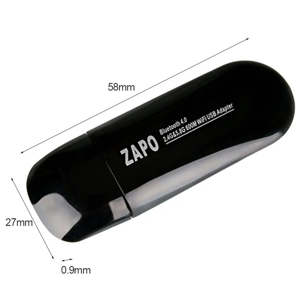 ZAPO Mini W67B 600 Мбит/с Bluetooth 4,0 двухчастотный 2,4G-5,8G USB2.0 Ethernet Wi-Fi Dongle Беспроводной адаптер Wi-Fi сетевая карта