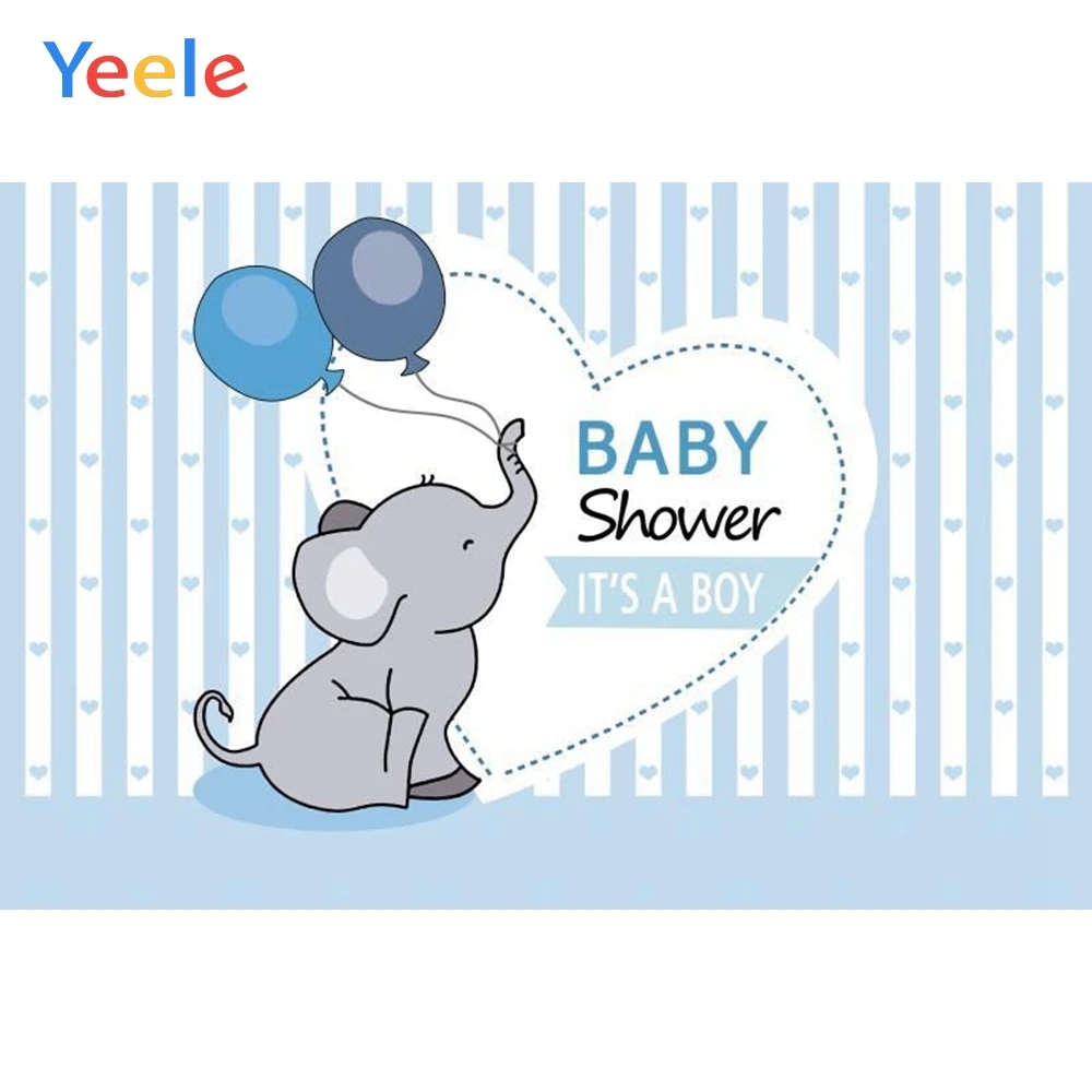 

Blue Stripe Elephant Balloon Backdrop Newborn Baby Shower Kids Boy Birthday Party Photography Background Photo Studio Photophone