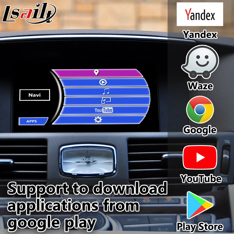 Мультимедийный интерфейс Lsailt carplay / Android для Infiniti M37 M56 2011 2017G G37 Q70 QX80 Waze google youtube|GPS