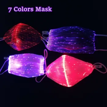 

1pc Replaceable PM2.5 Filter Cotton Dust Masks LED luminous Anti-fog Mask Party Halloween Night Run Mask 7 Colors Transformation