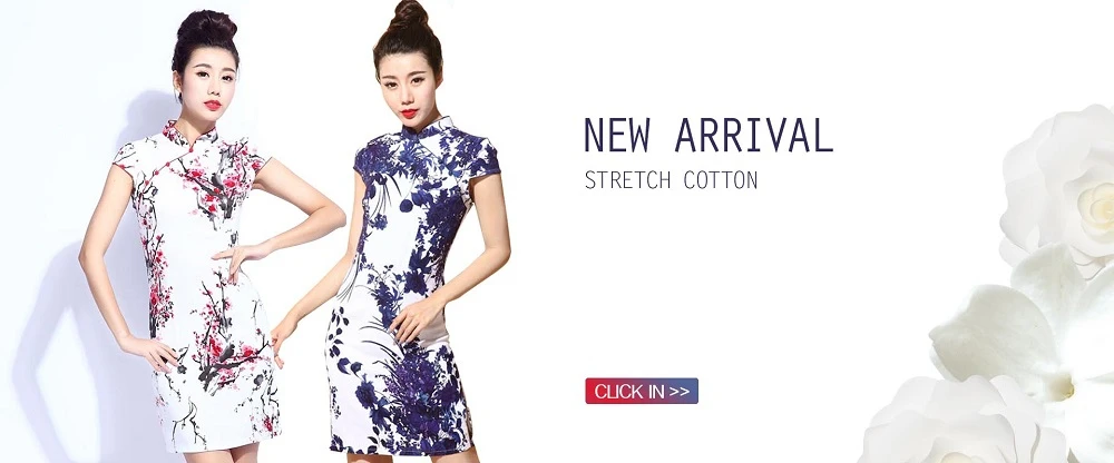 SHENG COCO Flowers Qipao Traditional Chinese Dress Cotton Ladies Cheongsam Vintage Qi Pao Beautiful Daily Chinese Style Dresses