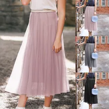 Модная юбка в складку женская модная Милая женская однотонная Повседневная сетчатая юбка с высокой талией юбка-Юба женска D4