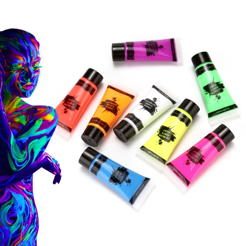 

8 Colors Fluorescent Face Body Paint Painting Pigment Makeup Tool Tattoo Drawing