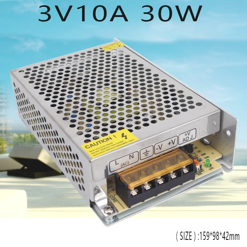 3V 10A 30W Регулируемый импульсный источник питания AC 110v 220v к DC3V S-30-3 промышленный трансформатор мониторинга