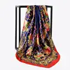 90*90cm Silk Spring Summer Lady Print Big Square Scarf Sunscreen Shawls Women Fashion Small Hair Neck Beach Hijab Bandanna 6