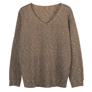 

Women Autumn Winter Fashion Casual All-match Loose Printing V-neck Long Sleeves Sweater