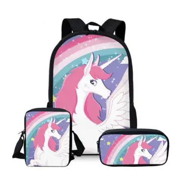 

Cartoon Unicorn School Backpack Set for Teenage Girls Boys Student Kid Orthopedics Bagpack Children Satchel Enfant