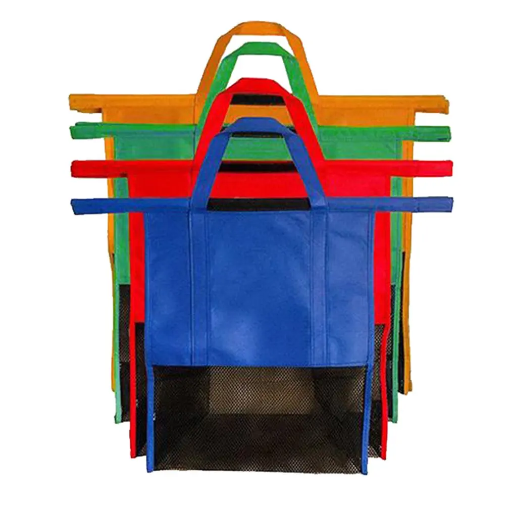 

Supermarket Shopping Cart Bag Insulation Non-woven Bag Trolley Storage Bag 4 Piece Set Portable Durable
