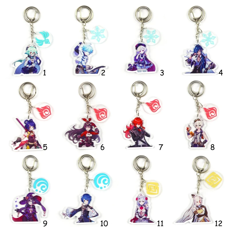 1Pcs Hot Game Genshin Impact Acrylic Keychain Cosplay Cartoon Key Chain Delicacy Bag Pendant Small Car Keyring Jewelry