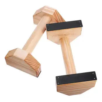 

1 Pair Parallettes Gymnastics Calisthenics Handstand Bar Wooden Fitness Exercise Tools Training Gear Push-Ups Double Rod Stand