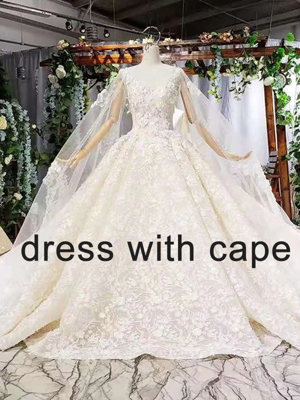with cape HTL731 арабское роскошное свадебное платье со съемным шлейфом вечернее платье без спинки свадебное платье принцессы robe de mariee princesse de Роскошные - Цвет: with cape