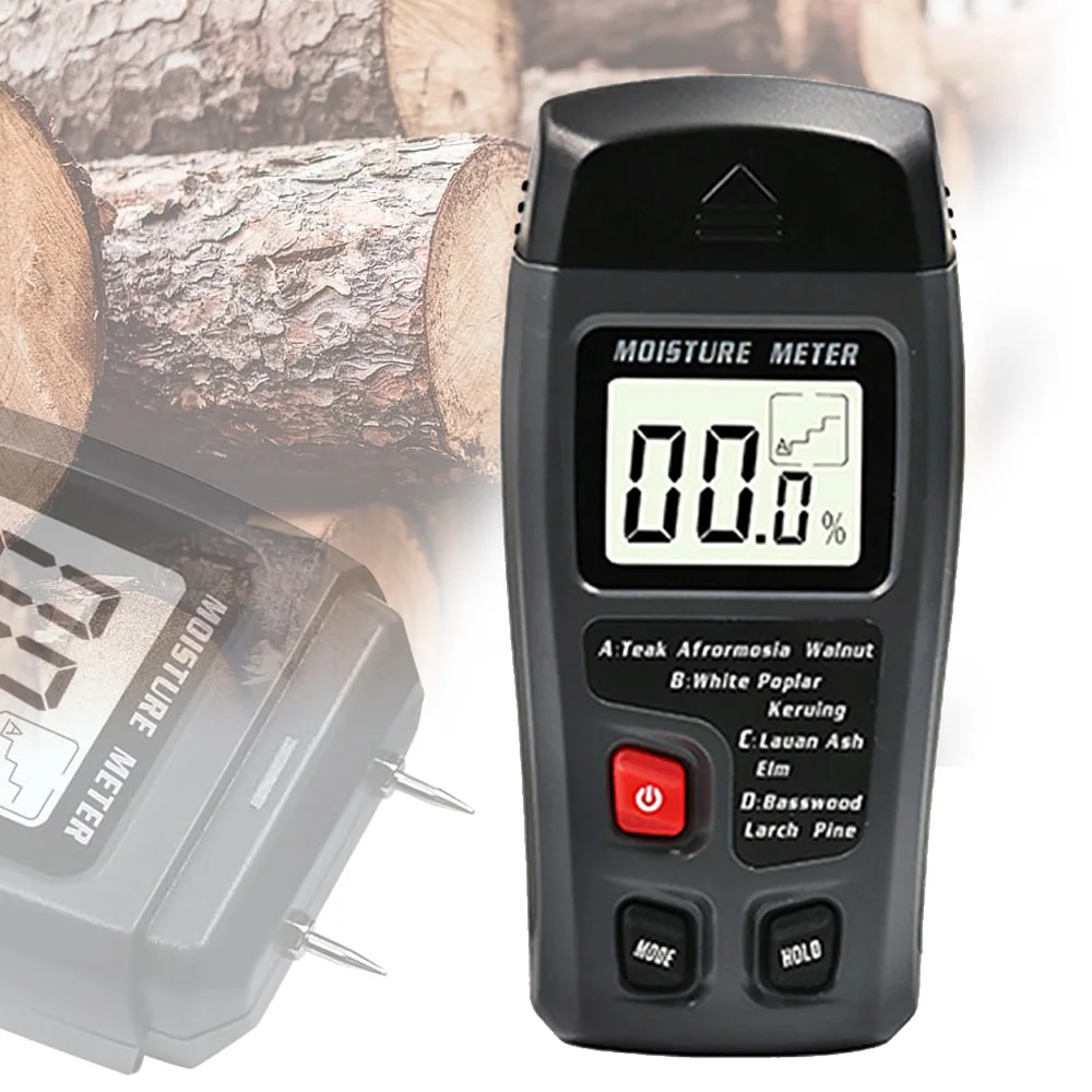 Two Pins Digital Wood Moisture Meter 0-99.9% Humidity Tester Timber Damp Detector with Large LCD Display Without Battery | Инструменты