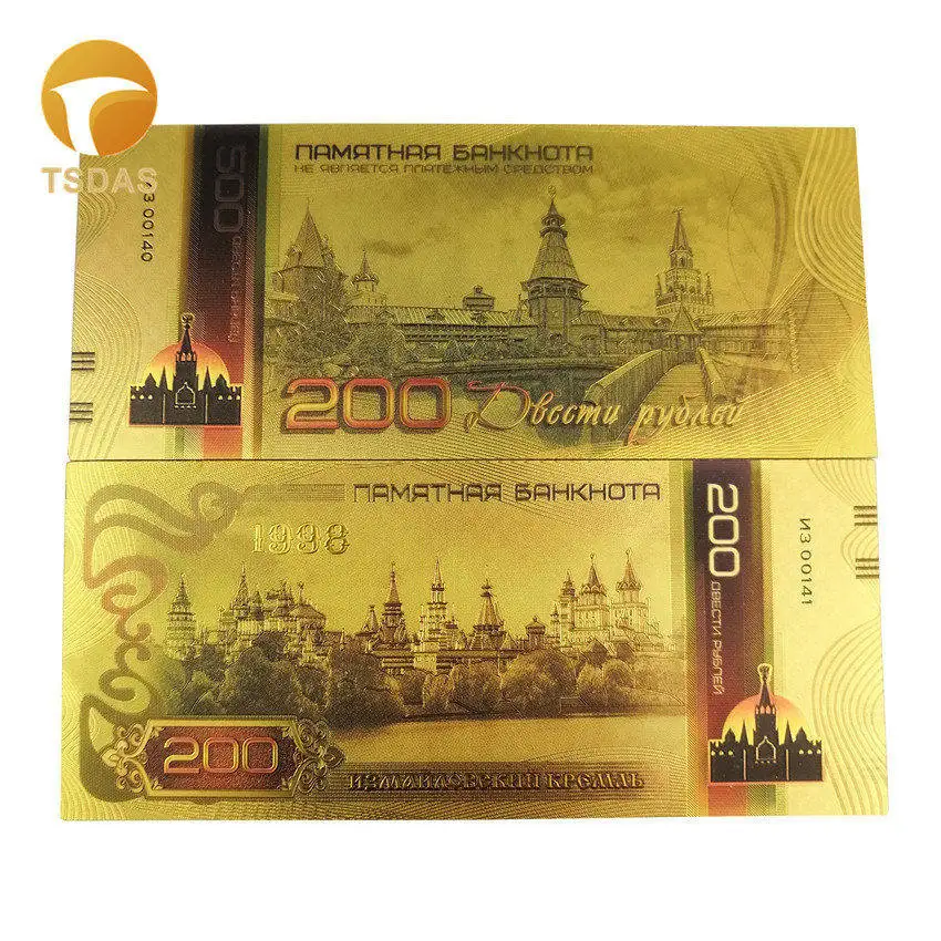 24K позолоченные банкноты 100 рубль Россия коллекция украшений для дома подарки - Цвет: 7