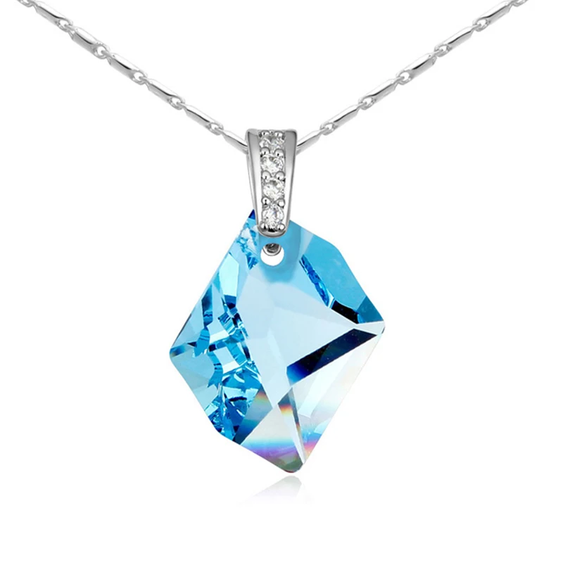 Классическое космическое ожерелье с подвеской, кристаллы от Swarovski для женщин, Серебряное ювелирное ожерелье макси, подарок на День святого Валентина для влюбленных - Окраска металла: Aquamarine