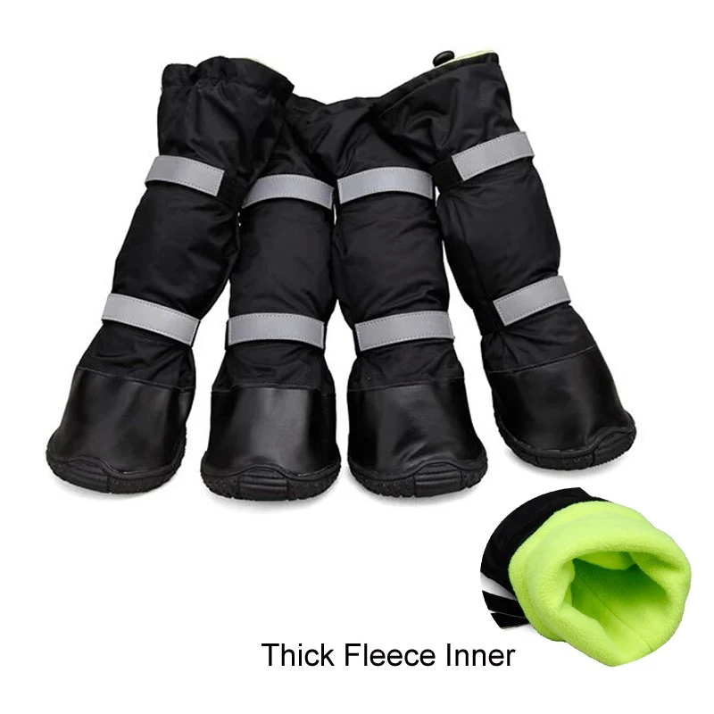 

4pcs/ Lot Waterproof Long Rubber Rain Boots for Dogs Fleece Warm Snow Boots Anti-slip Durable Rain Boots for Medium Large Dogs