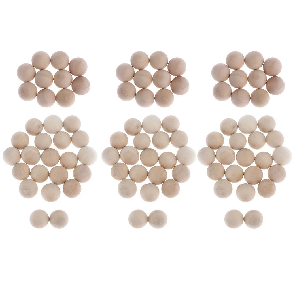 60pcs Unfinished Natural Color Round Wood Spacer Beads Loose Beads Balls for DIY Art & Craft Project and Jewelry Making