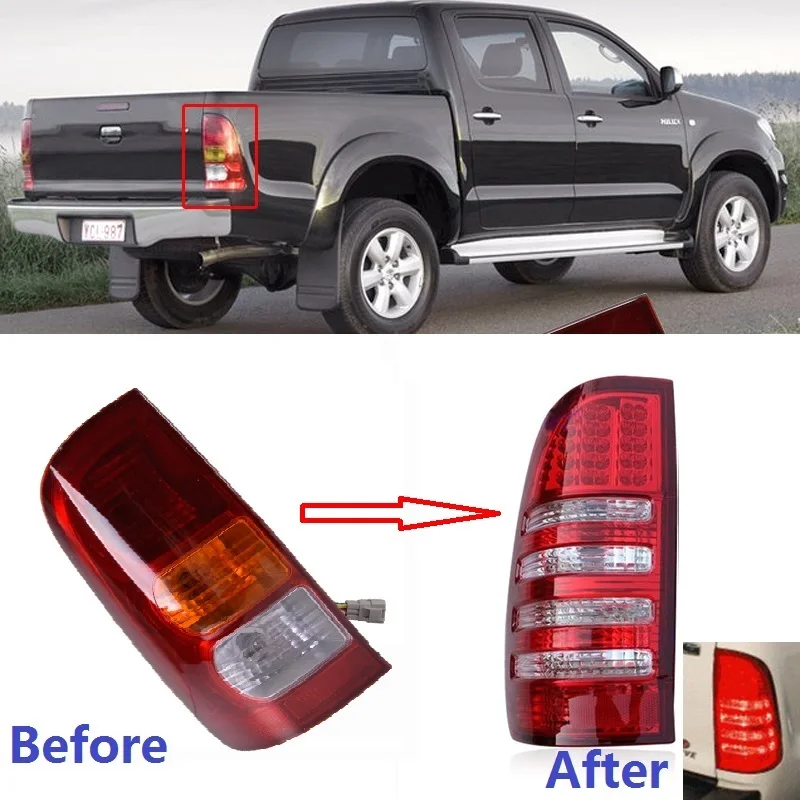 CAPQX 1pcs For Toyota Hilux Vigo Pickup 05-11 Rear LED Brake Taillight Tail Lamp Taillamp Light headlight headlamp | Автомобили и