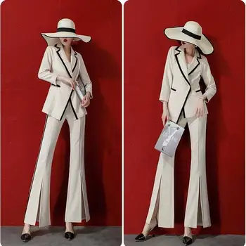 

2019 Fashion autumn professional suit suit] new small suit + trumpet trousers two-piece suit
