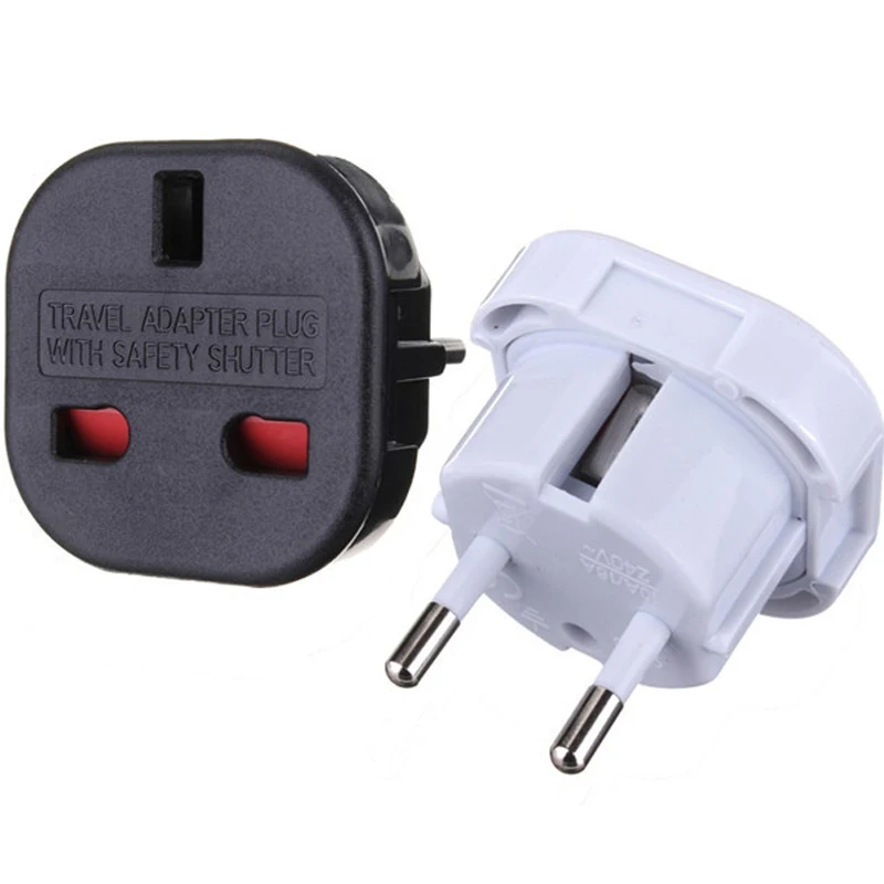 EU Plug Adapter 16A 10A UK to EU Travel Adapter Converter 2 Round Socket Universal Euro To UK AC Wall Socket Plug 4.0mm 1pcs plug adapter ac adapter