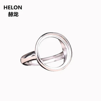 

925 Sterling Silver Engagement Wedding Ring 16x16mm Round Cabochon Semi Mount Ring Unisex fit Amber Agate Garnet Opal Setting