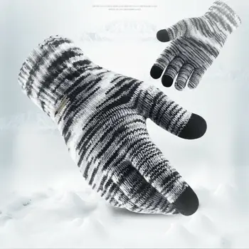 

Winter Touch Screen Gloves Women Men Warm Stretch Knit Mittens Imitation Wool Full Finger Guantes Female Crochet Luvas Thicken