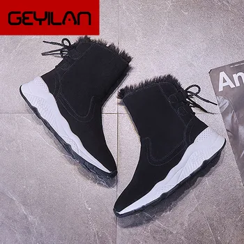 

Stylish Back Strap Snow Boots Women Shoes Plus Warm Fur Ankle Boots For Women Thick Platform Shoes Woman Solid Color