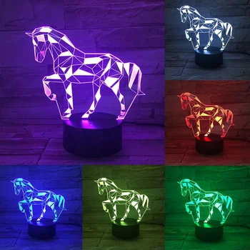 

7 Color LED Night Lights 3D Visual Unicorns Horse Lamp for Kids Touch Switch USB Table Baby Sleeping Nightlight Star Light Decor