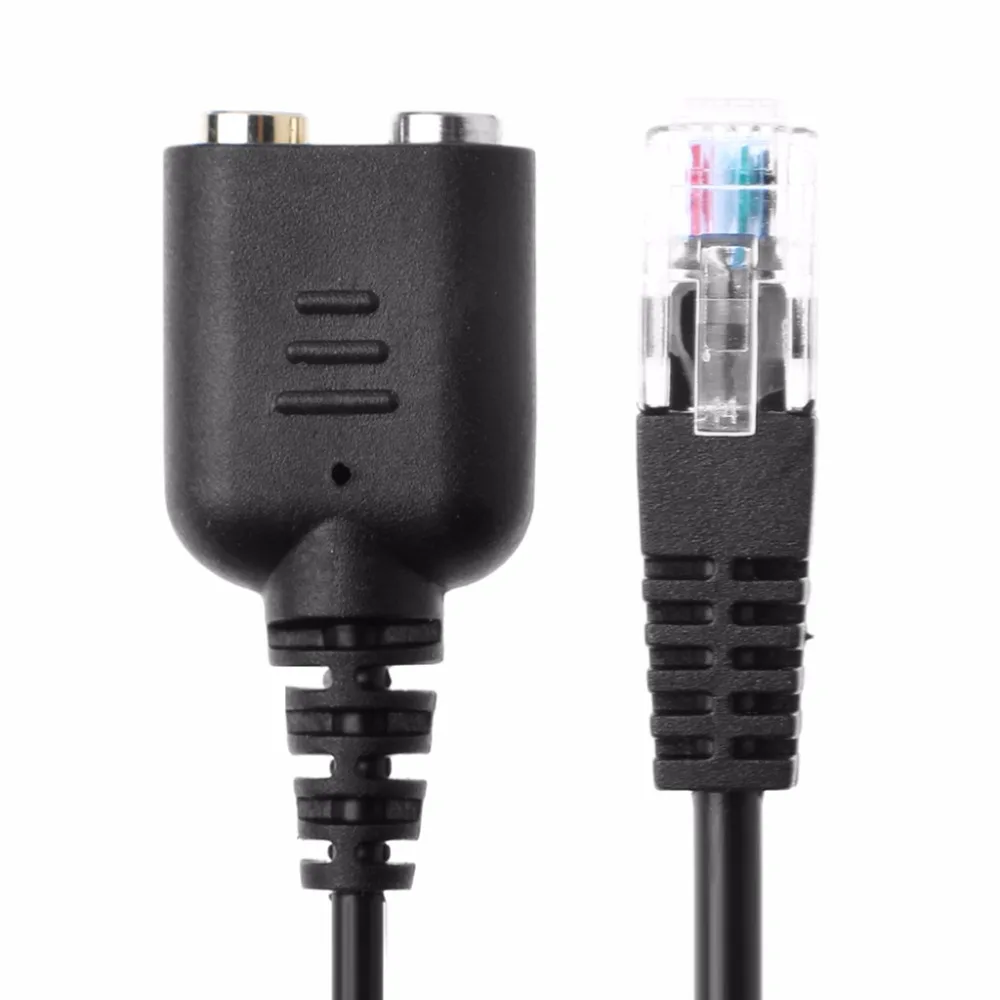 

0.3m Dual 3.5mm Audio Female To RJ9 Male Converter Adapter Cable For Polycom Nortel Avaya PC Headset Telephone