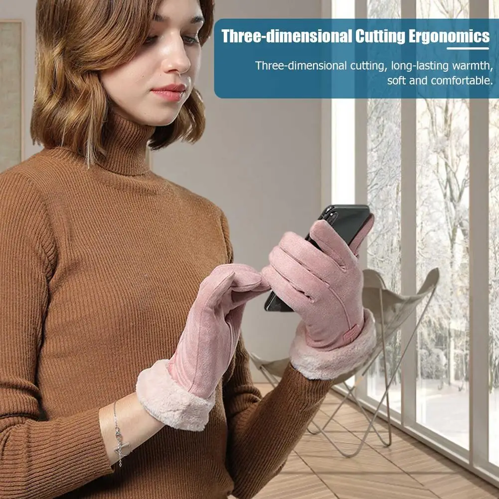 Usb Charging Heating Gloves 3d Ergonomics Ladies Warming Coral Fleece