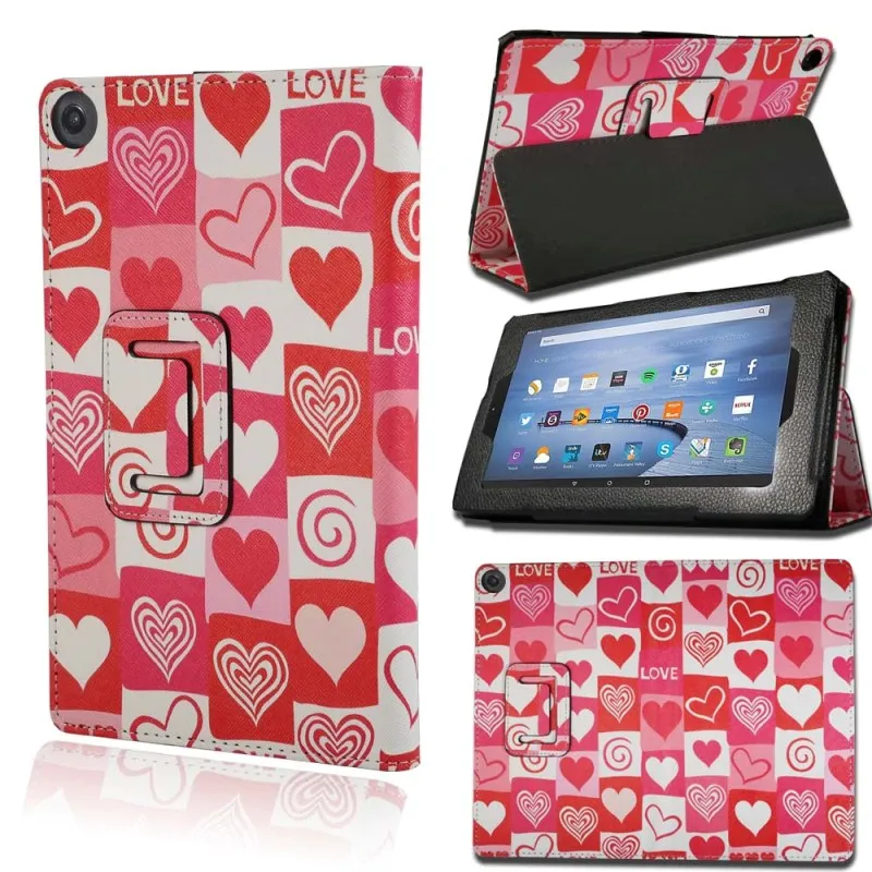 Heart KK& LL для Amazon Fire 7(5th/7th/9th поколения, выпуска)-умный планшет Магнитный кожаный чехол-книжка с подставкой - Цвет: Heart