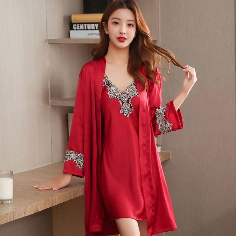 Couple Pajamas Set Women Mens Silk Satin Pajama Set Couples Long Sleeve Sleepwear Homewear Lovers Pyjamas Plus Size Couples