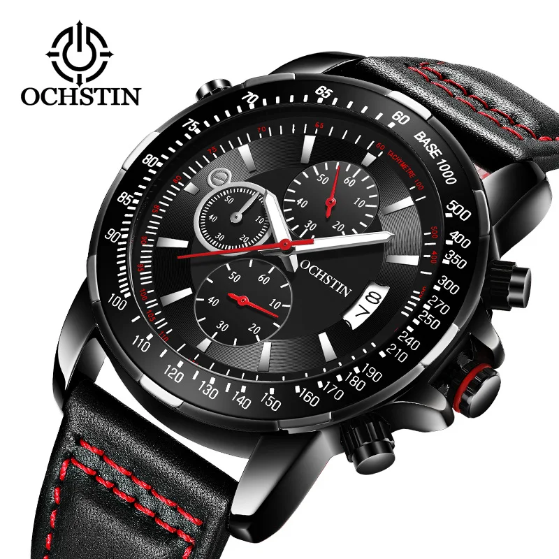 

Ochstin Genuine Product Watch Quartz Watch Night Light Waterproof Watch Timing Multi-functional Genuine Leather Fashion MEN'S Wa