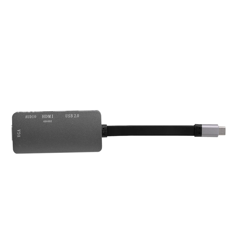 Конвертер USB 3,1 3,0 type-C для HD VGA USB 2,0 с аудиоразъемом для ПК, ноутбука, ТВ-проектора, серый VGA+ аудио+ HD видео