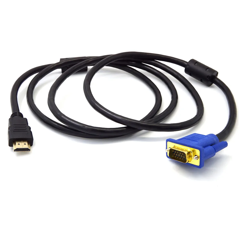 black Ouhaobin HDMI в VGA адаптер 1080P HDMI в VGA 15Pin Мужской кабель адаптер конвертер линия для HDTV 1,8 м кабель - Цвет: black