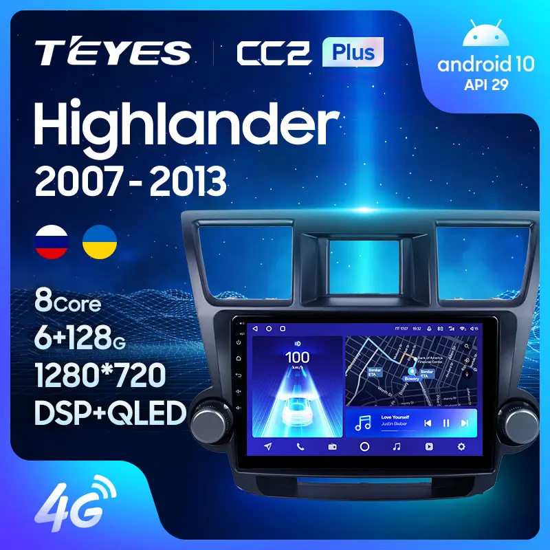 TEYES CC2L и CC2 Plus Штатная магнитола For Тойота Хайлендер Toyota Highlander 2 XU40 2007 2013 Android до 8